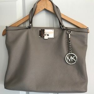 Michael Kors Grey leather satchel, silver hardware NEW